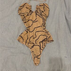 Stylish Tan and Black One Piece